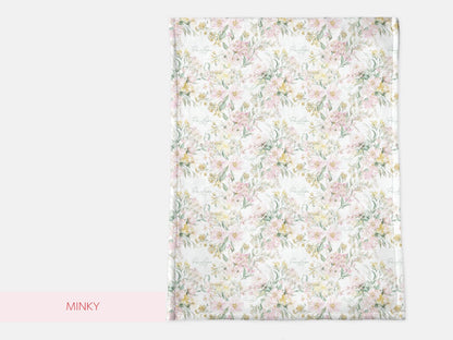 Custom Wildflower Swaddle Blanket with Name Watercolor Floral Minky Baby Blanket Cottage Garden Newborn Gift for Baby Shower Nursery Flowers