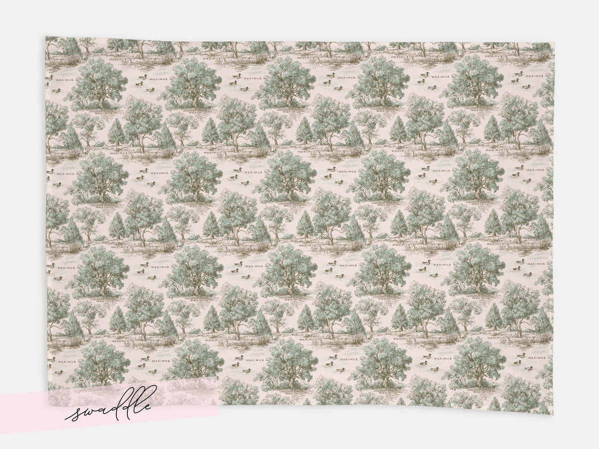 Personalized Duck Swaddle Blanket Mallard Print Custom Name Baby Boy Gift Woodland Nursery Decor Present Southern Mom Newborn Coming Home - Charles Alex