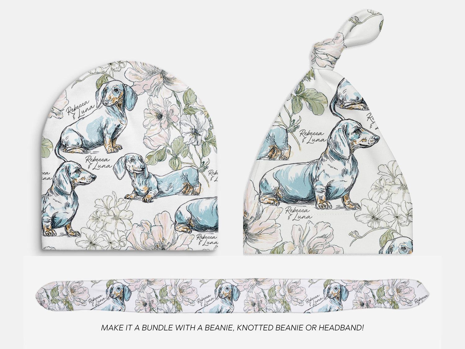 Dachshund Floral Toile Swaddle or Minky Blanket - Charles Alex