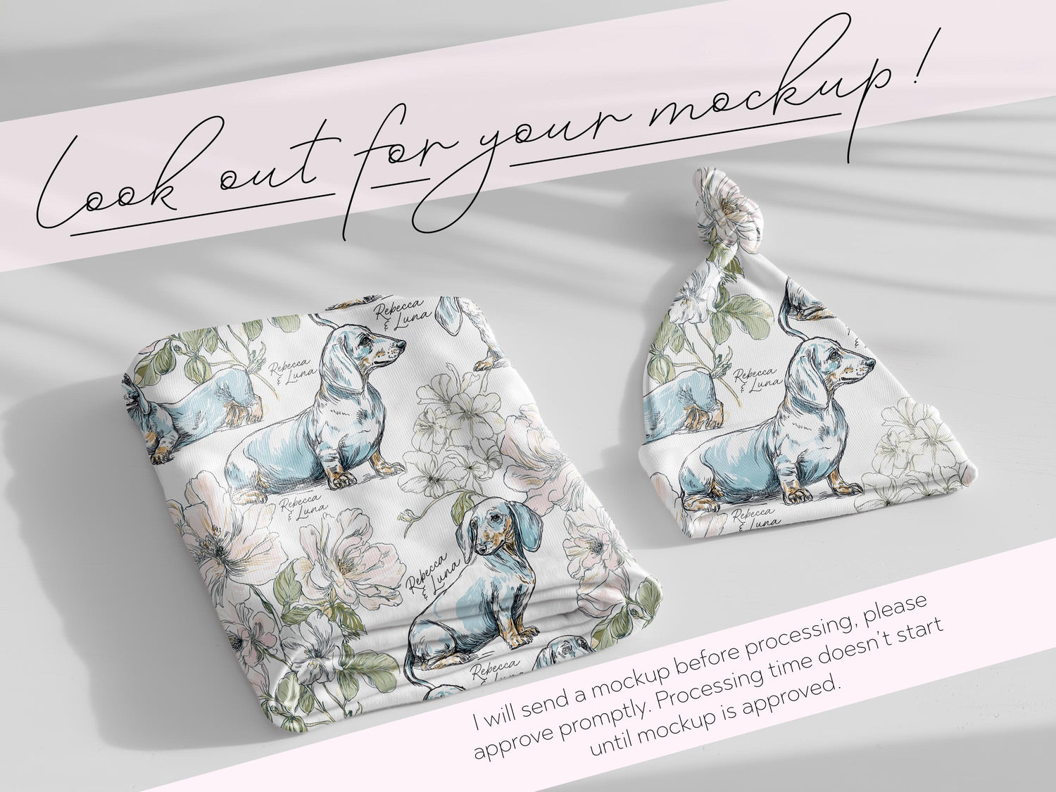 Dachshund Floral Toile Swaddle or Minky Blanket - Charles Alex