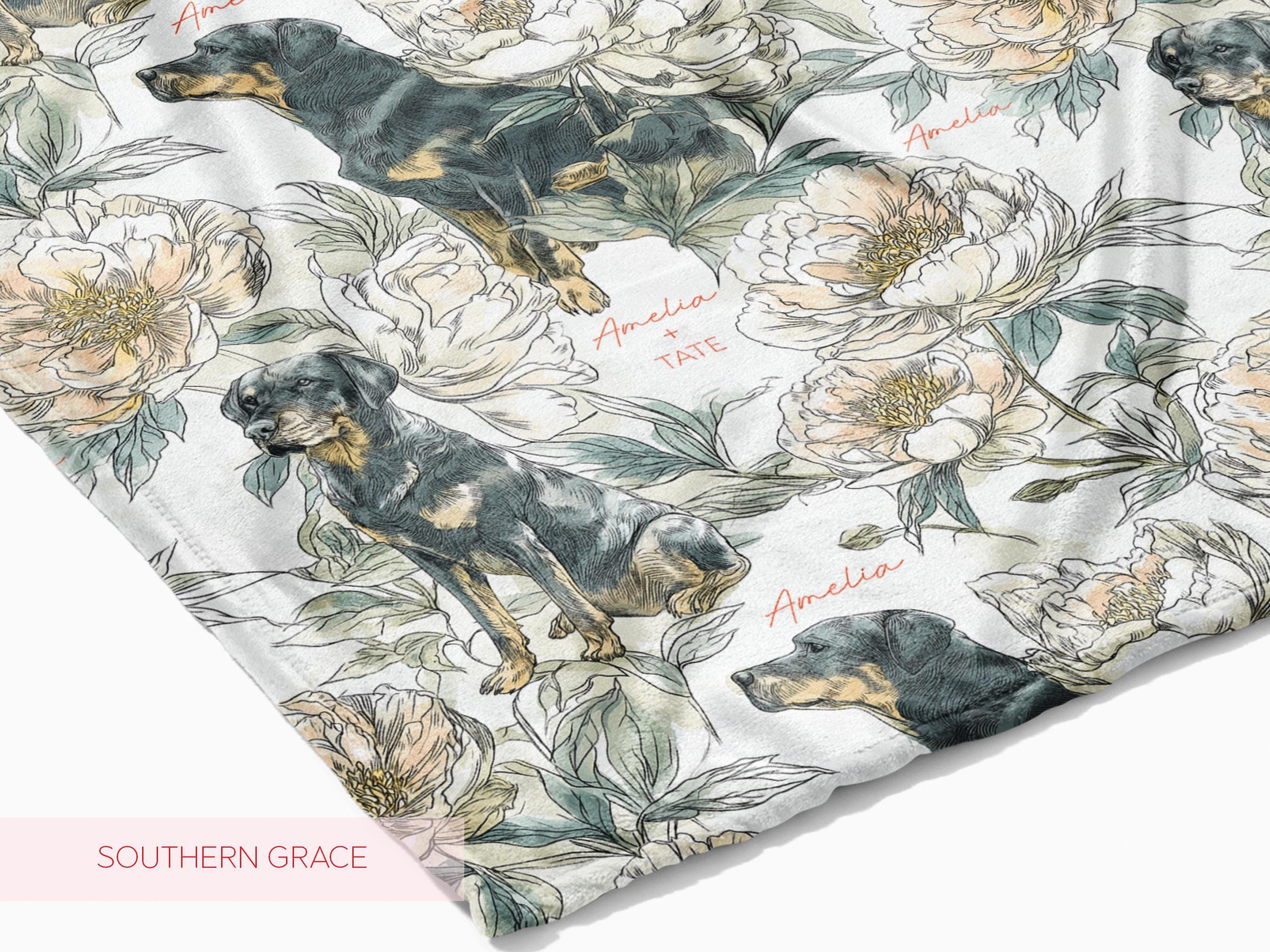 Labrador Retriever - Floral Swaddle or Minky Blanket