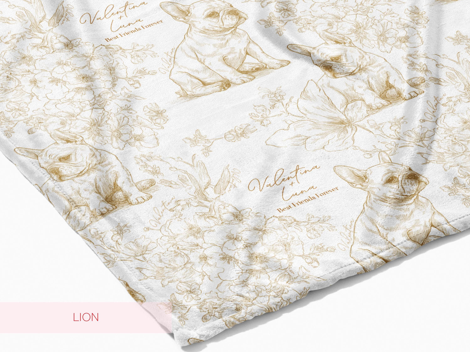 Personalized Toile French Bulldog Dog Swaddle Blanket Custom Baby Name and Pet Name Minky Nursery Gift Baby Shower New Best Friends Throw - Charles Alex