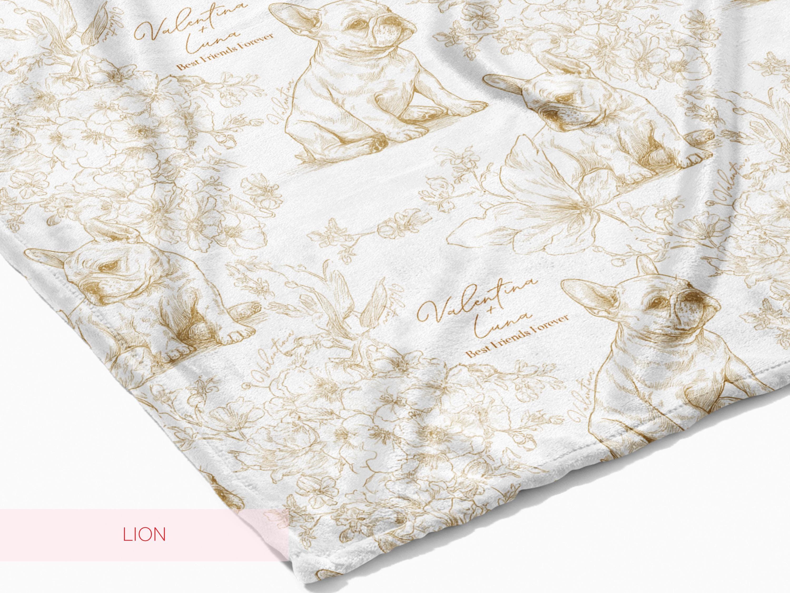 Personalized Toile French Bulldog Dog Swaddle Blanket Custom Baby Name and Pet Name Minky Nursery Gift Baby Shower New Best Friends Throw - Charles Alex