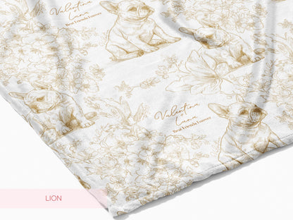 Personalized Toile French Bulldog Dog Swaddle Blanket Custom Baby Name and Pet Name Minky Nursery Gift Baby Shower New Best Friends Throw - Charles Alex