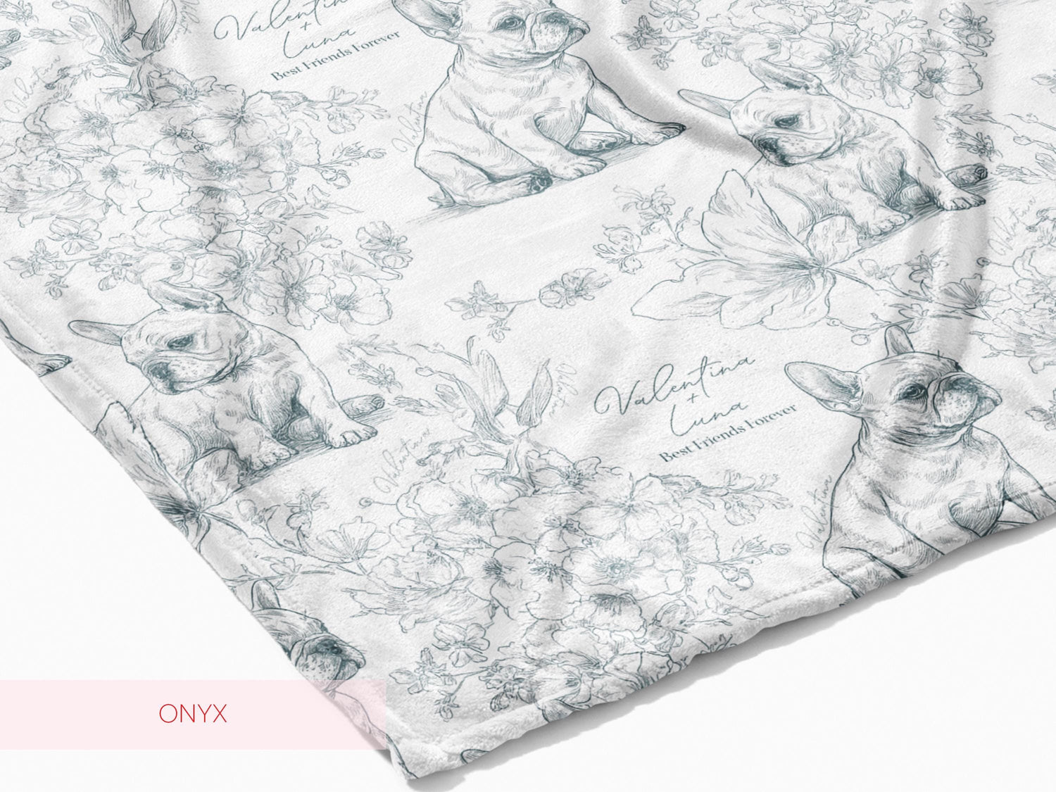 Personalized Toile French Bulldog Dog Swaddle Blanket Custom Baby Name and Pet Name Minky Nursery Gift Baby Shower New Best Friends Throw - Charles Alex