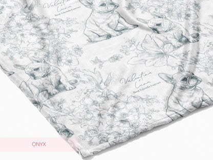 Personalized Toile French Bulldog Dog Swaddle Blanket Custom Baby Name and Pet Name Minky Nursery Gift Baby Shower New Best Friends Throw - Charles Alex