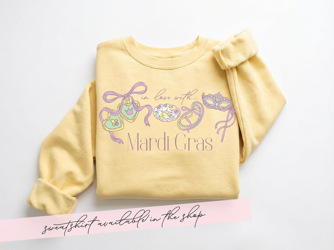 In Love with Mardi Gras Shirt Coquette Carnival Tee Pink Top New Orleans Valentine Outfit Gift for Her NOLA Tshirt Parade Day Present Idea