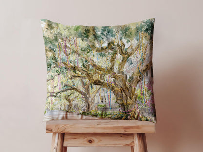 Bead Tree Mardi Gras Pillow Cover Hostess Gift Carnival Season Guest Room Decor Festive Print Throw Cushion Southern Home Interior Design - Charles Alex