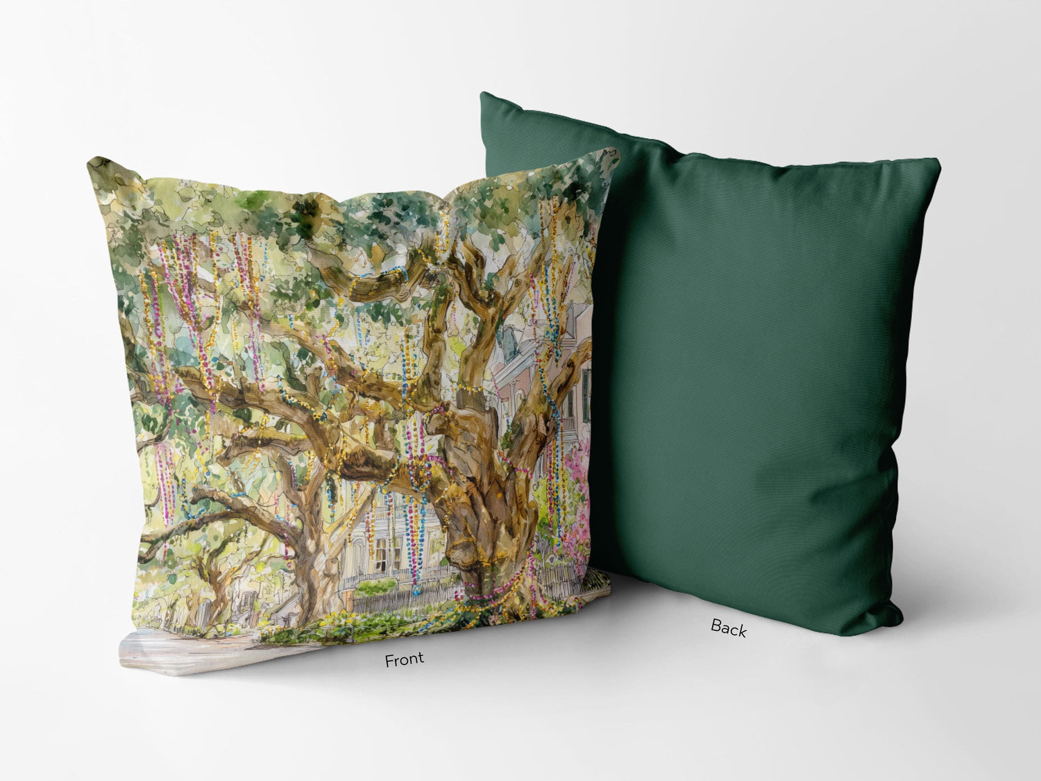 Bead Tree Mardi Gras Pillow Cover Hostess Gift Carnival Season Guest Room Decor Festive Print Throw Cushion Southern Home Interior Design - Charles Alex