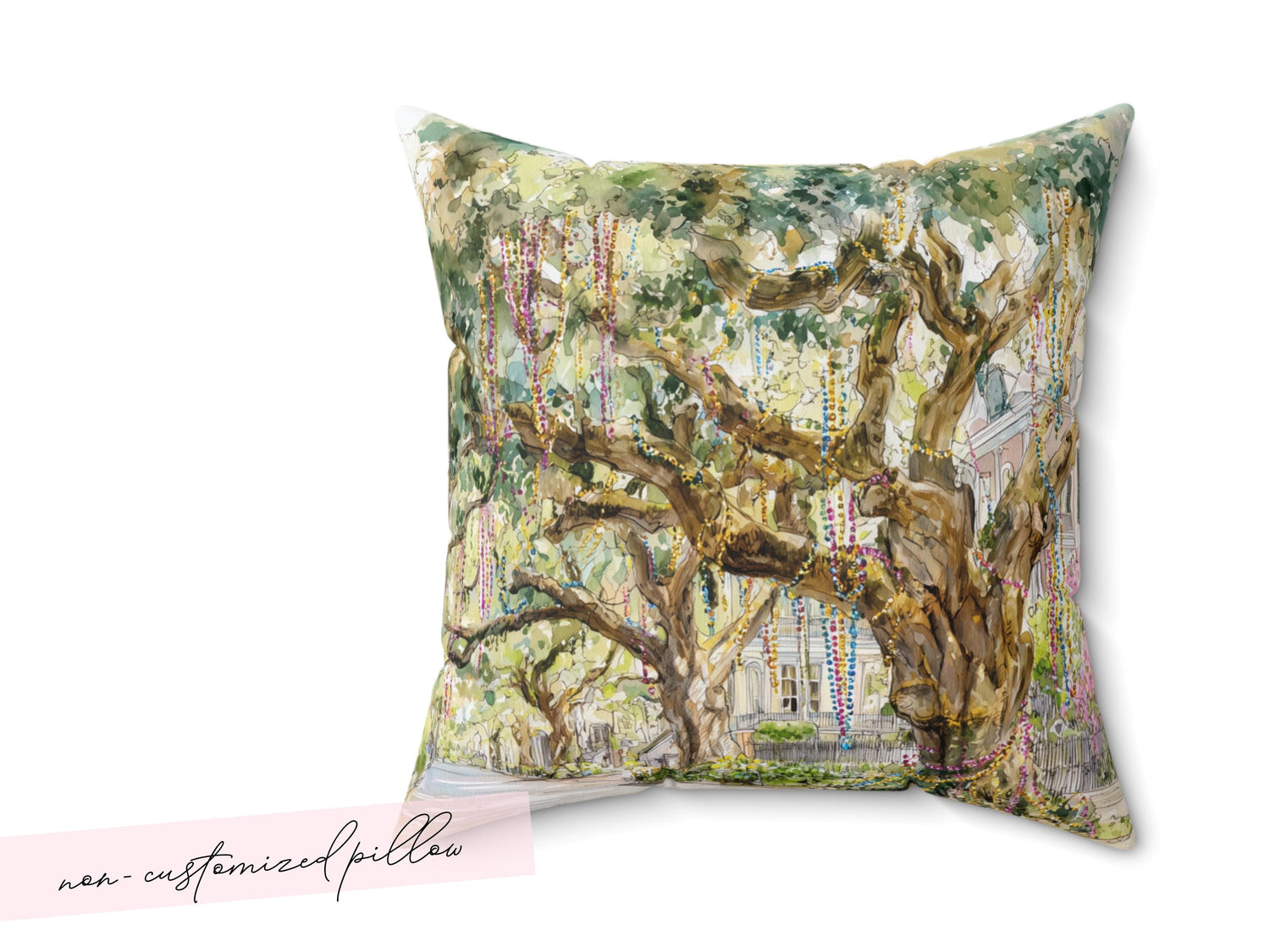 Bead Tree Mardi Gras Pillow Cover Hostess Gift Carnival Season Guest Room Decor Festive Print Throw Cushion Southern Home Interior Design - Charles Alex
