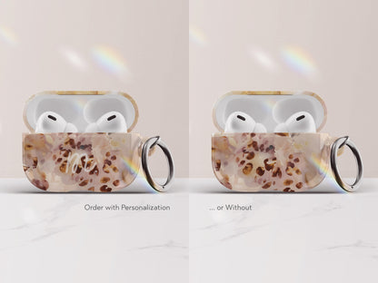 Tortoiseshell Airpods Pro Case Cover Blush Marble Protective Shell Accessory for Women With Keychain Aesthetic Luxury Gift For Her Tech - Charles Alex