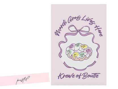 Mardi Gras Flag Pastel King Cake Garden Yard Sign Personalized Krewe Decor Outdoor Southern Home Banner Carnival Season Hostess Gift - Charles Alex