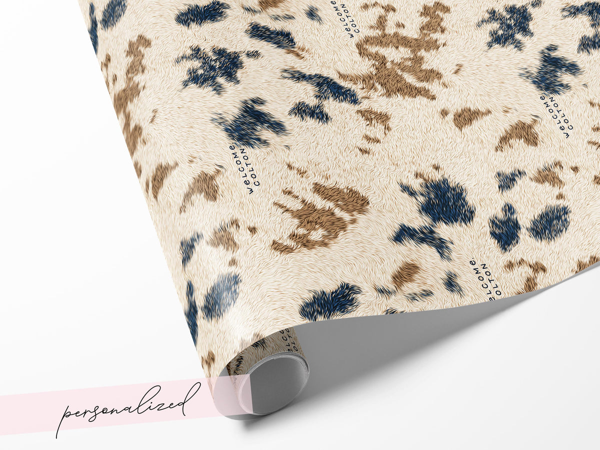 Western Cowhide Wrapping Paper Roll Rustic Ranch Gift Wrap Cowboy Birthday Farmhouse Housewarming Present Baby Shower Cow Print Packaging