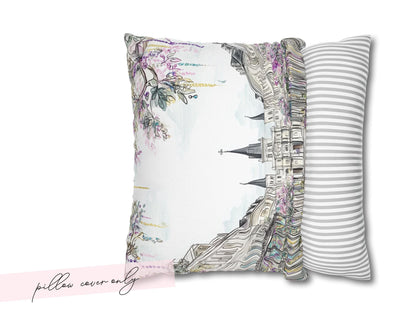 New Orleans Mardi Gras Pillow Beads Jackson Square St Louis Cathedral Illustration Floral French Quarter Decor Spring Sofa Accent Cushion - Charles Alex