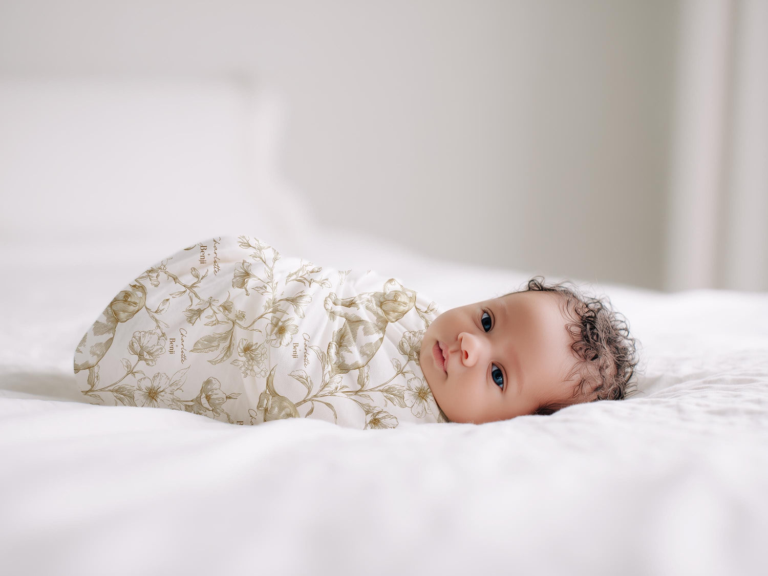 Beagle Baby Gift Personalized Puppy Swaddle Blanket With Name Newborn Girl Hospital Photo Prop Floral Toile Dog Print Custom Shower Present - Charles Alex