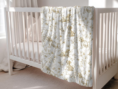 Beagle Baby Gift Personalized Puppy Swaddle Blanket With Name Newborn Girl Hospital Photo Prop Floral Toile Dog Print Custom Shower Present - Charles Alex