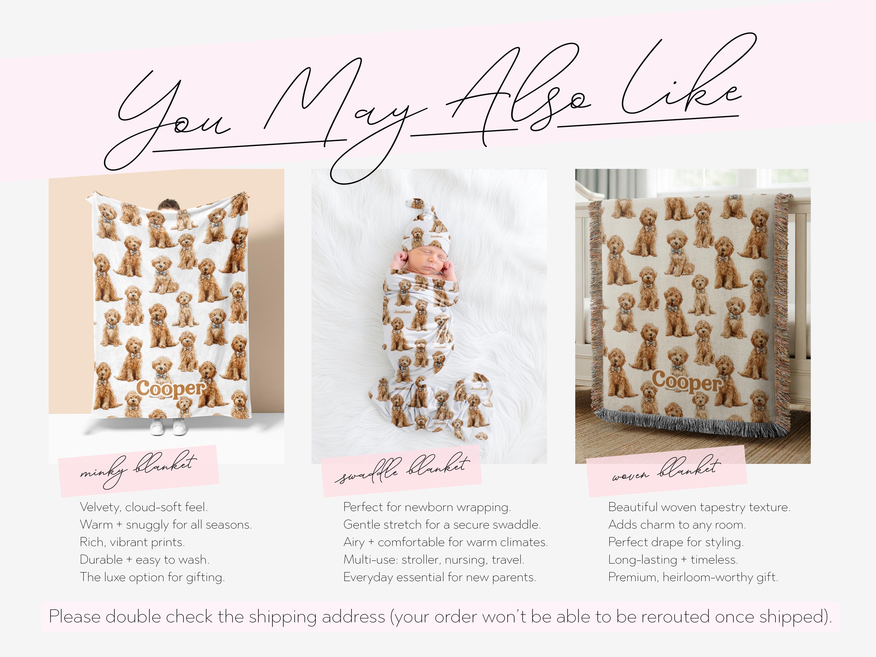 Goldendoodle Baby Swaddle Set With Name For Dog Loving New Parents First Newborn Doodle Coming Home Hospital Photo Outfit Baby Shower Gift - Charles Alex