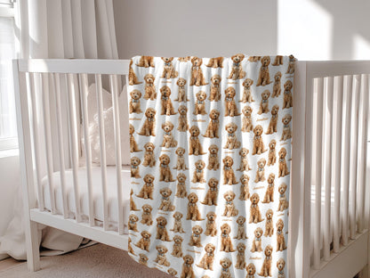 Goldendoodle Baby Swaddle Set With Name For Dog Loving New Parents First Newborn Doodle Coming Home Hospital Photo Outfit Baby Shower Gift - Charles Alex
