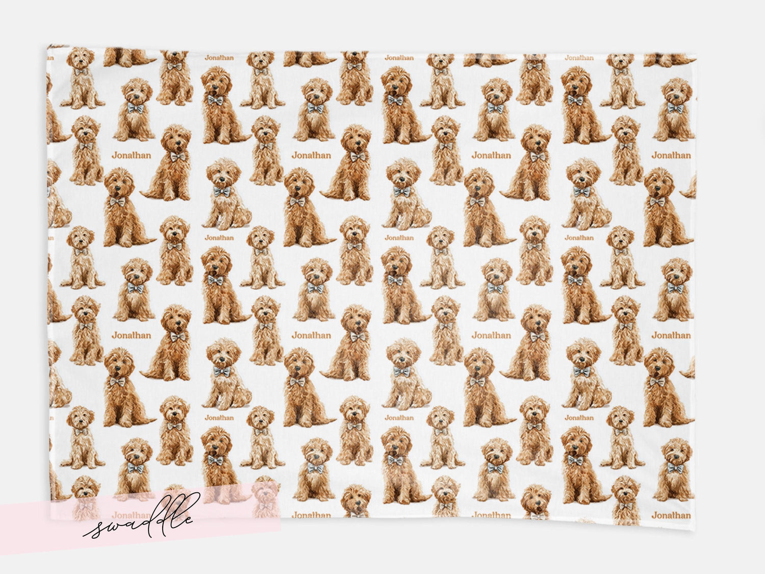 Goldendoodle Baby Swaddle Set With Name For Dog Loving New Parents First Newborn Doodle Coming Home Hospital Photo Outfit Baby Shower Gift - Charles Alex