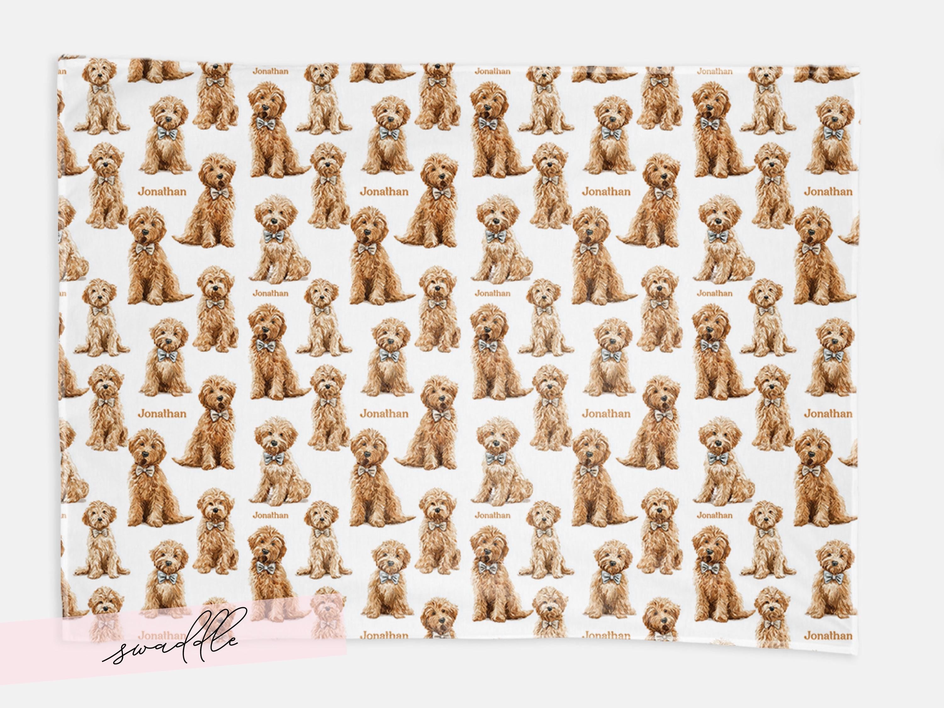 Goldendoodle Baby Swaddle Set With Name For Dog Loving New Parents First Newborn Doodle Coming Home Hospital Photo Outfit Baby Shower Gift - Charles Alex