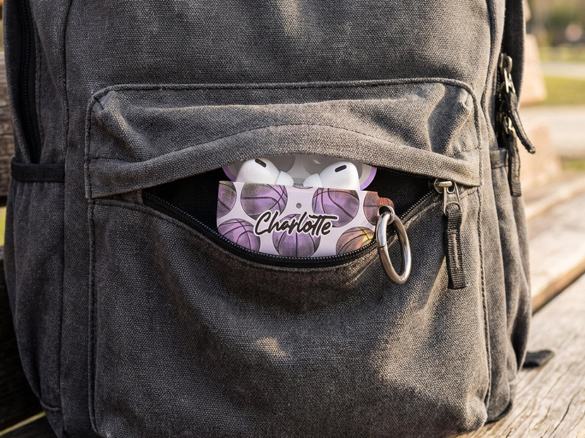 Personalized Basketball AirPods Case Custom Name Pro Cover Cute Team Gift For Her Girl Player Coach Present Feminine Stylish Tech Accessory