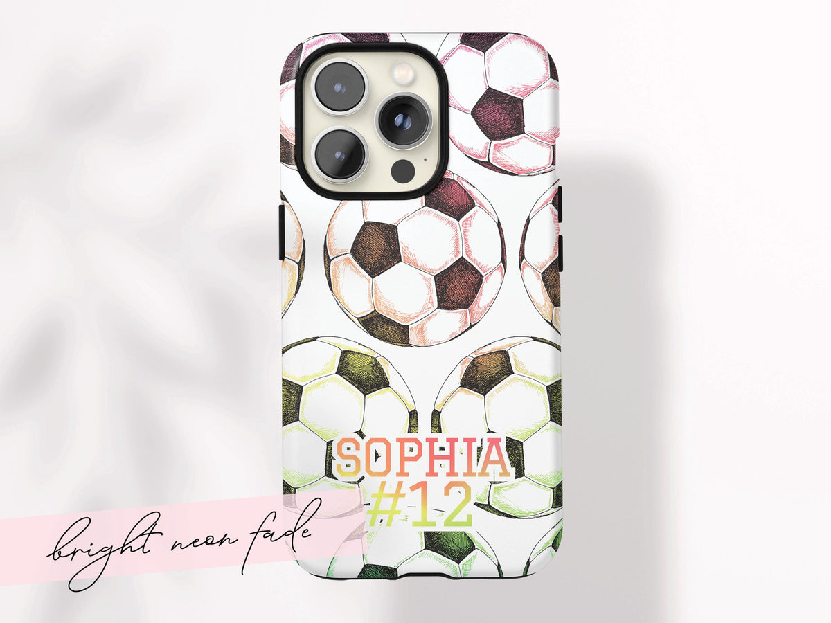 Personalized Soccer Phone Case with Name Custom Team Number Protective iPhone Cover Gift for Soccer Girl Athlete Sports Mom Present Coach