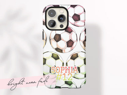 Personalized Soccer Phone Case with Name Custom Team Number Protective iPhone Cover Gift for Soccer Girl Athlete Sports Mom Present Coach