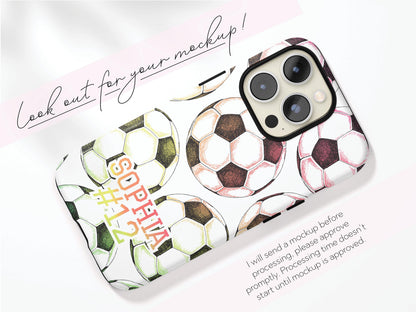 Personalized Soccer Phone Case with Name Custom Team Number Protective iPhone Cover Gift for Soccer Girl Athlete Sports Mom Present Coach