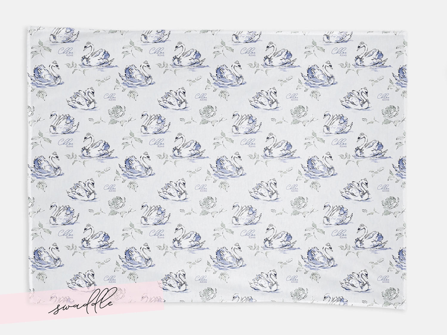 Swan Baby Blanket Personalized Elegant Girl Swaddle Newborn Name Keepsake Nursery Accent Timeless Hospital Welcome Gift