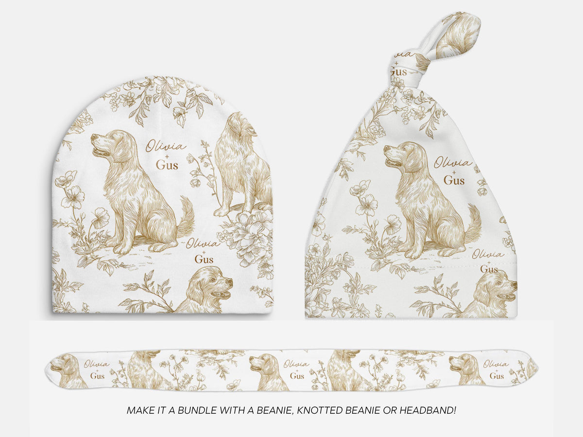 Toile Golden Retriever Swaddle or Minky Blanket - Charles Alex