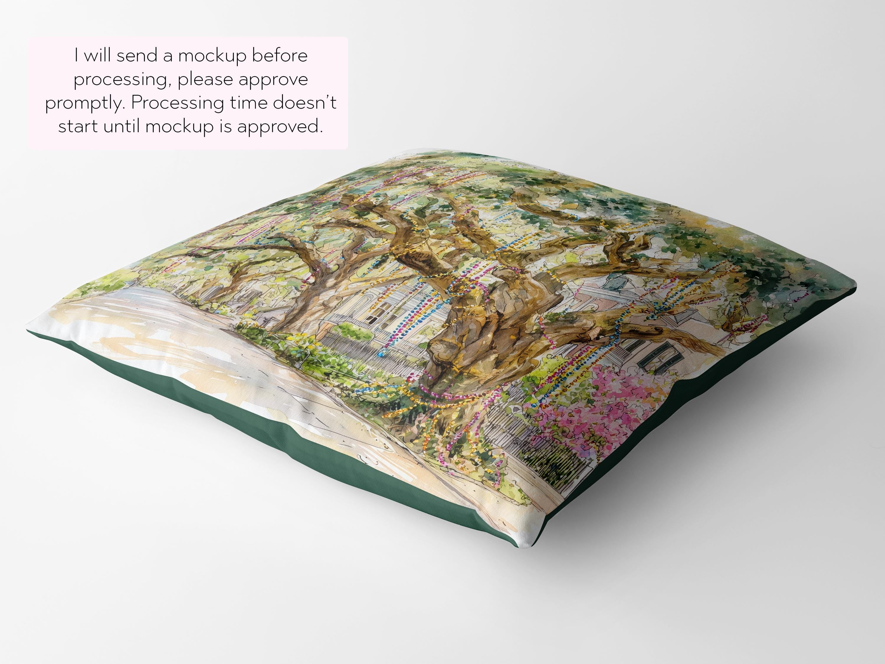 Bead Tree Mardi Gras Pillow Cover Hostess Gift Carnival Season Guest Room Decor Festive Print Throw Cushion Southern Home Interior Design - Charles Alex