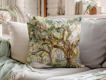 Bead Tree Mardi Gras Pillow Cover Hostess Gift Carnival Season Guest Room Decor Festive Print Throw Cushion Southern Home Interior Design - Charles Alex