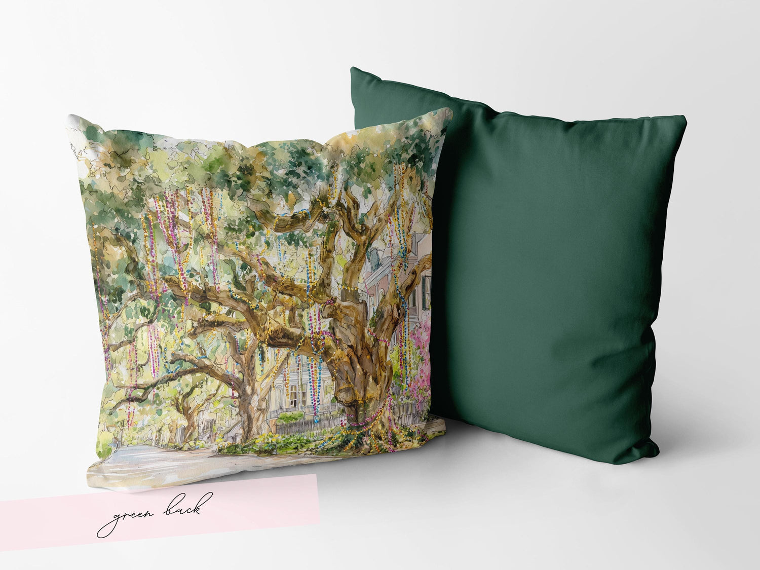 Bead Tree Mardi Gras Pillow Cover Hostess Gift Carnival Season Guest Room Decor Festive Print Throw Cushion Southern Home Interior Design - Charles Alex