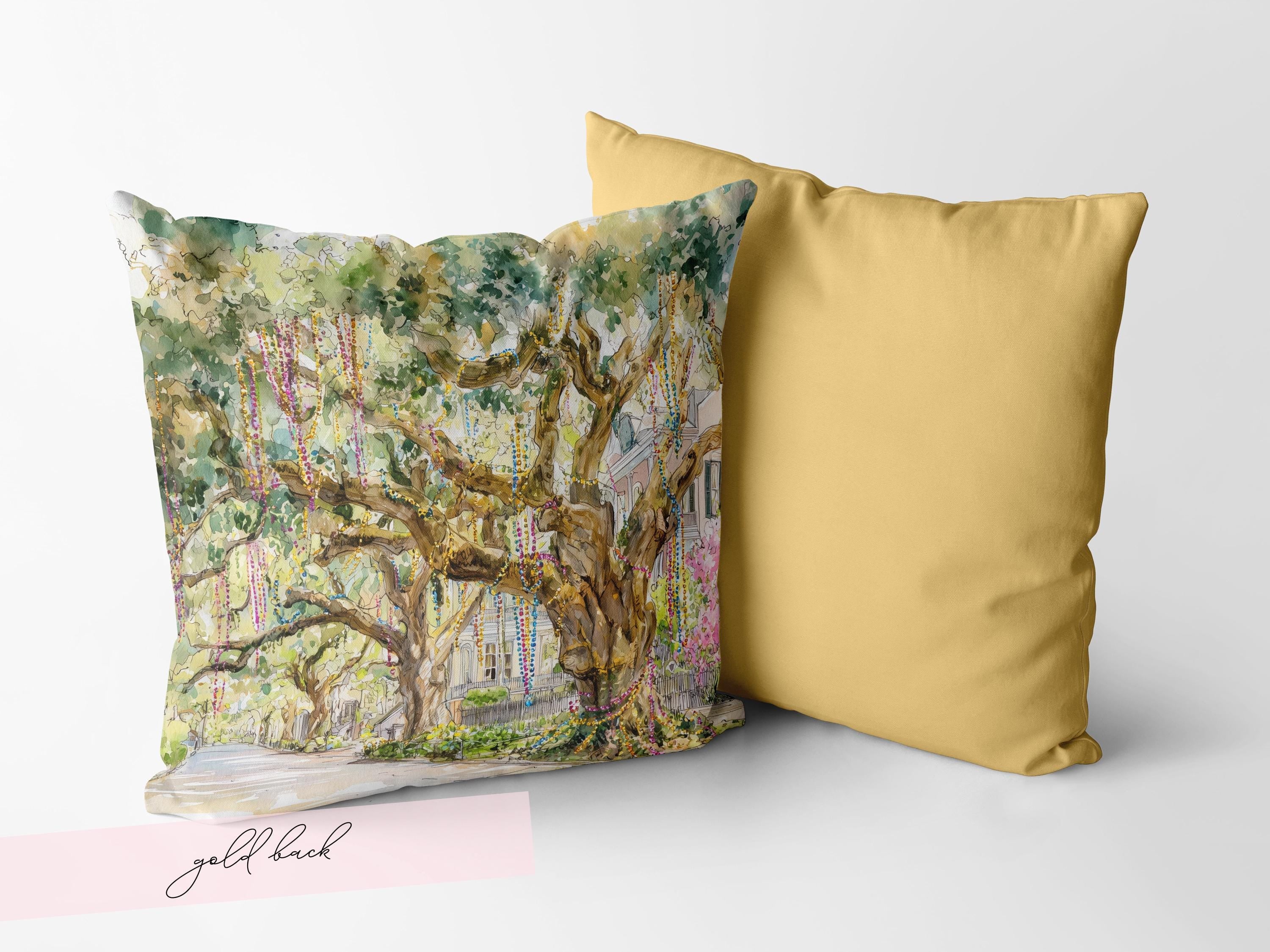 Bead Tree Mardi Gras Pillow Cover Hostess Gift Carnival Season Guest Room Decor Festive Print Throw Cushion Southern Home Interior Design - Charles Alex