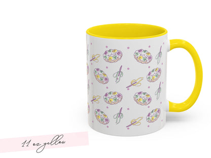 Personalized Mardi Gras King Cake Bow Knife Ceramic Coffee Mug 15 oz Purple Green Gold NOLA Festive Holiday Gift White Custom Name Present - Charles Alex