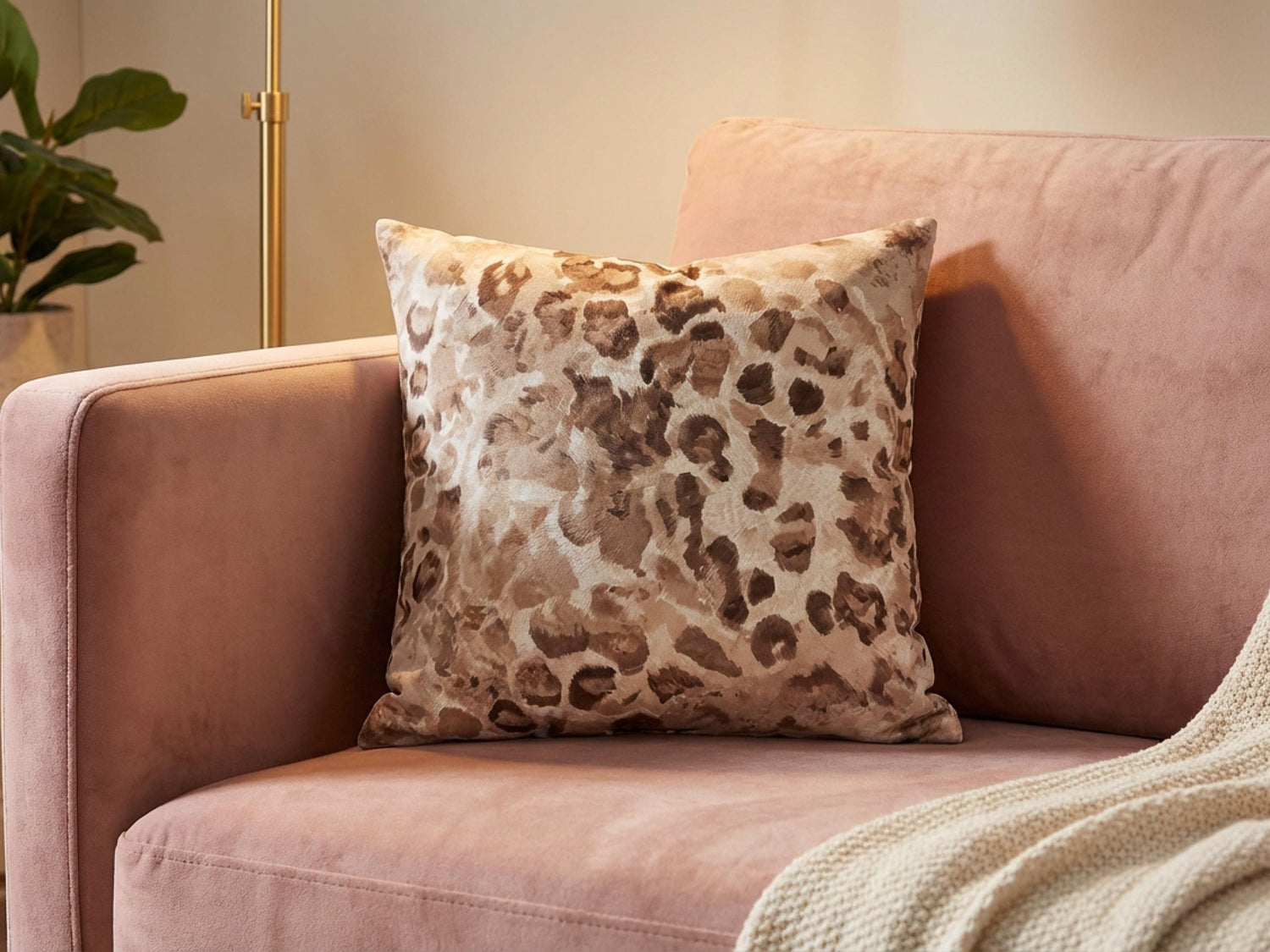 Neutral Leopard Print Pillow and/or Cover - Charles Alex