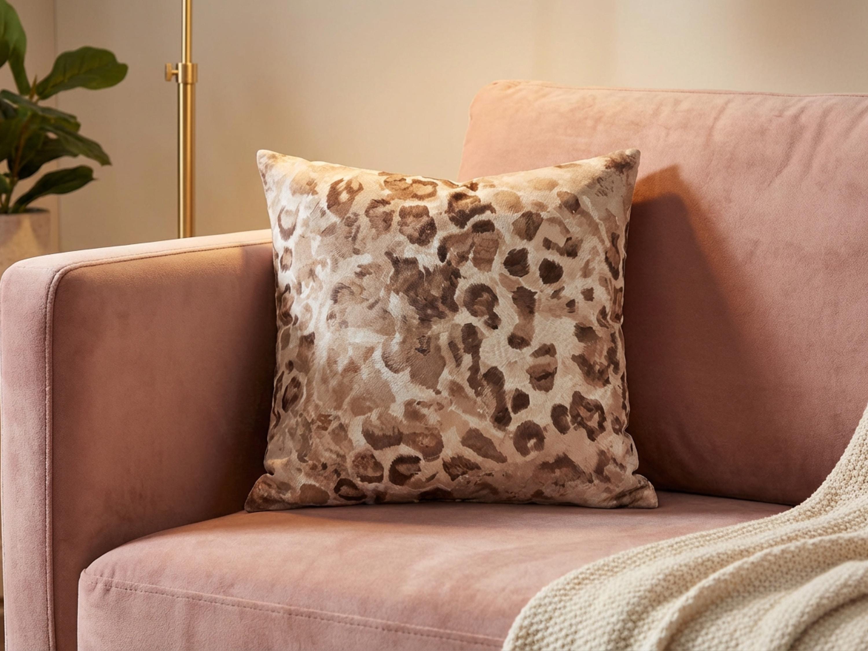 Neutral Leopard Print Pillow and/or Cover - Charles Alex