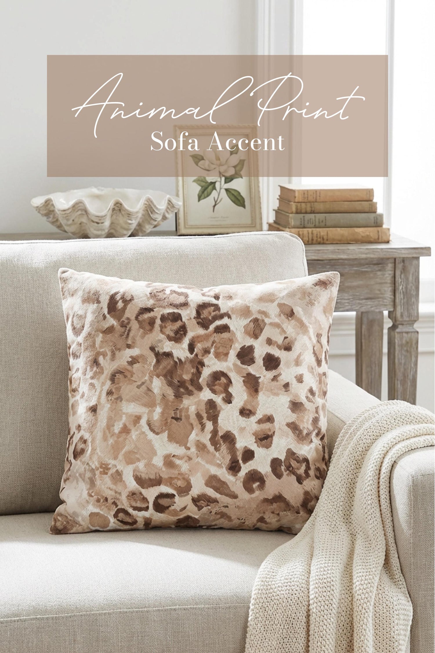 Neutral Leopard Print Pillow and/or Cover - Charles Alex