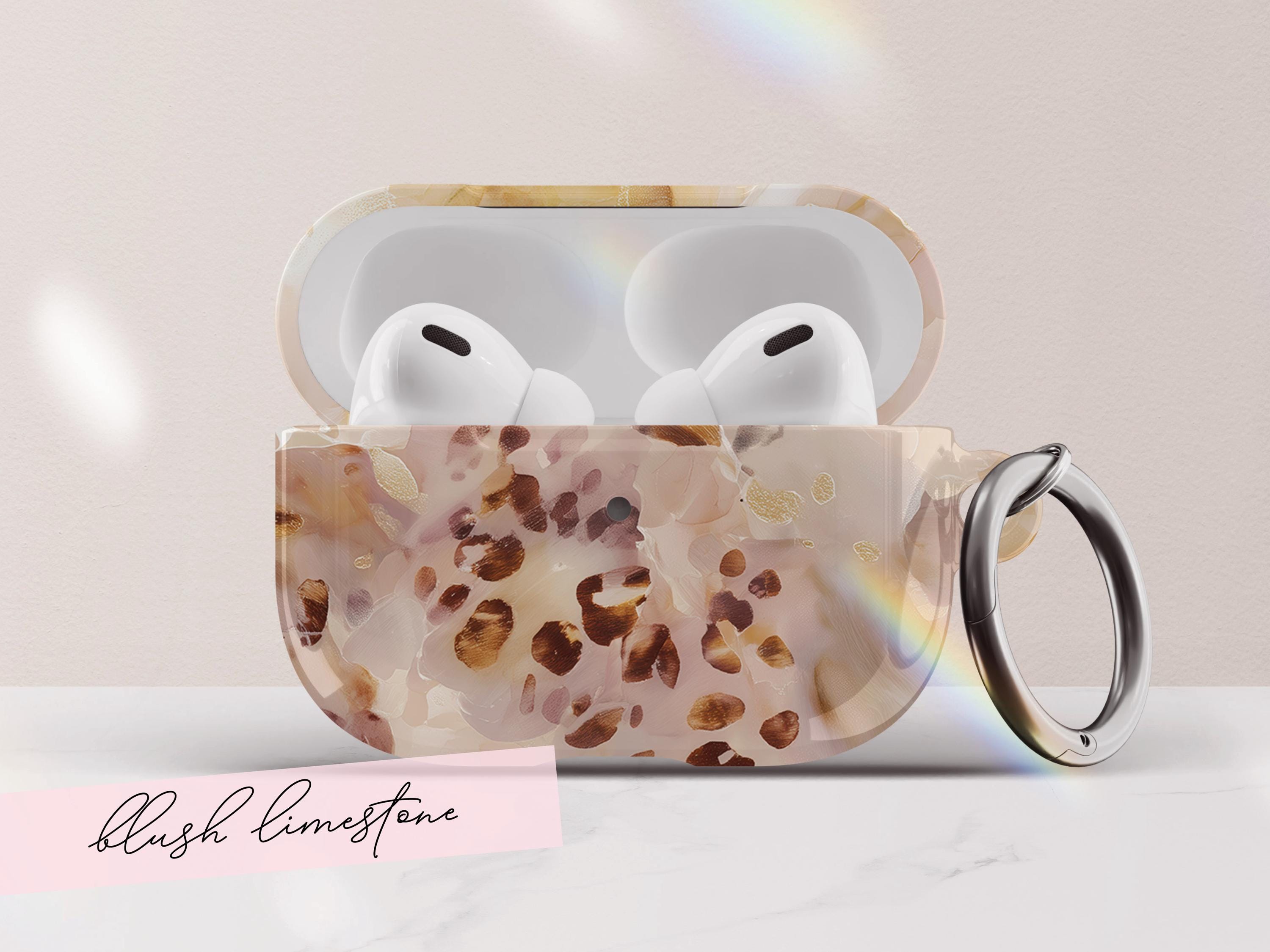 Tortoiseshell Airpods Pro Case Cover Blush Marble Protective Shell Accessory for Women With Keychain Aesthetic Luxury Gift For Her Tech - Charles Alex