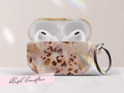 Tortoiseshell Airpods Pro Case Cover Blush Marble Protective Shell Accessory for Women With Keychain Aesthetic Luxury Gift For Her Tech - Charles Alex