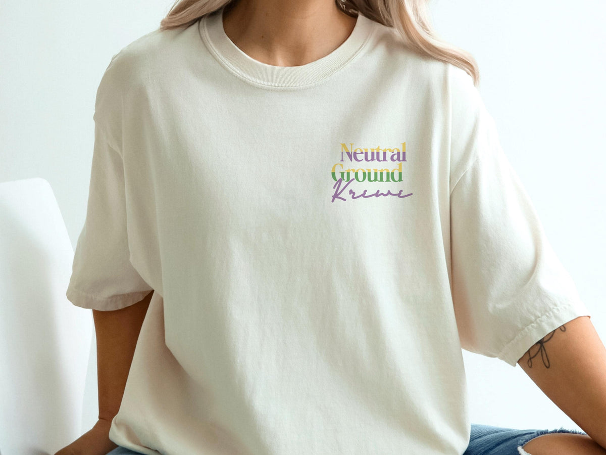 Mardi Gras Shirt Neutral Ground Side Parade Tee Sidewalk Krewe Top Comfort Colors Tshirt New Orleans Local Fat Tuesday Outfit for Girl Group - Charles Alex