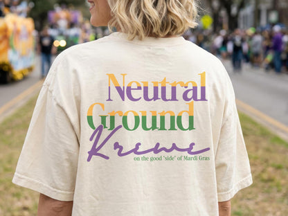 Mardi Gras Shirt Neutral Ground Side Parade Tee Sidewalk Krewe Top Comfort Colors Tshirt New Orleans Local Fat Tuesday Outfit for Girl Group - Charles Alex