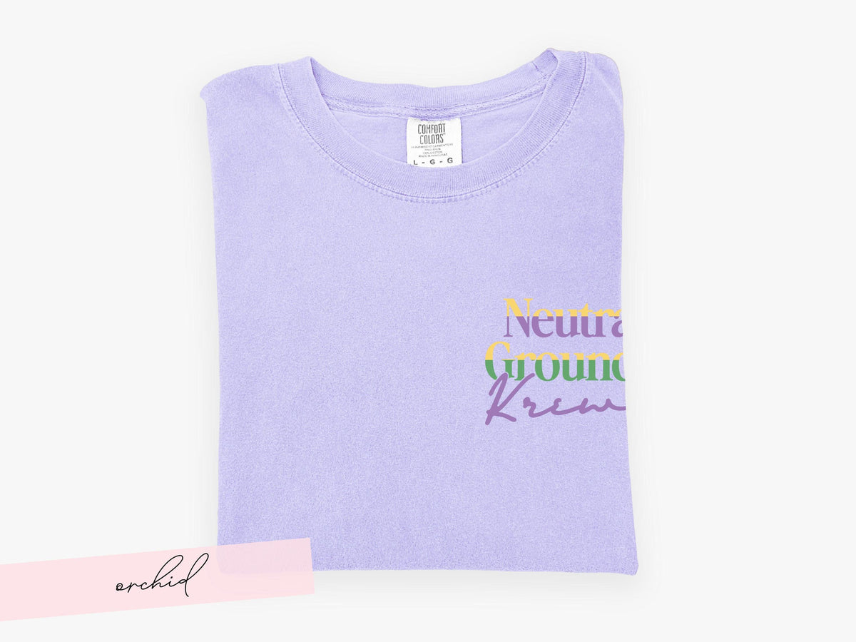 Mardi Gras Shirt Neutral Ground Side Parade Tee Sidewalk Krewe Top Comfort Colors Tshirt New Orleans Local Fat Tuesday Outfit for Girl Group - Charles Alex