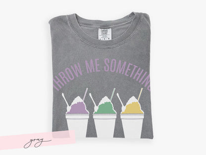 Mardi Gras Snowball Shirt Throw Me Something Cold Mister Comfort Colors Parade Graphic Tee Women Carnival Outfit Gift Vintage Style Unisex - Charles Alex
