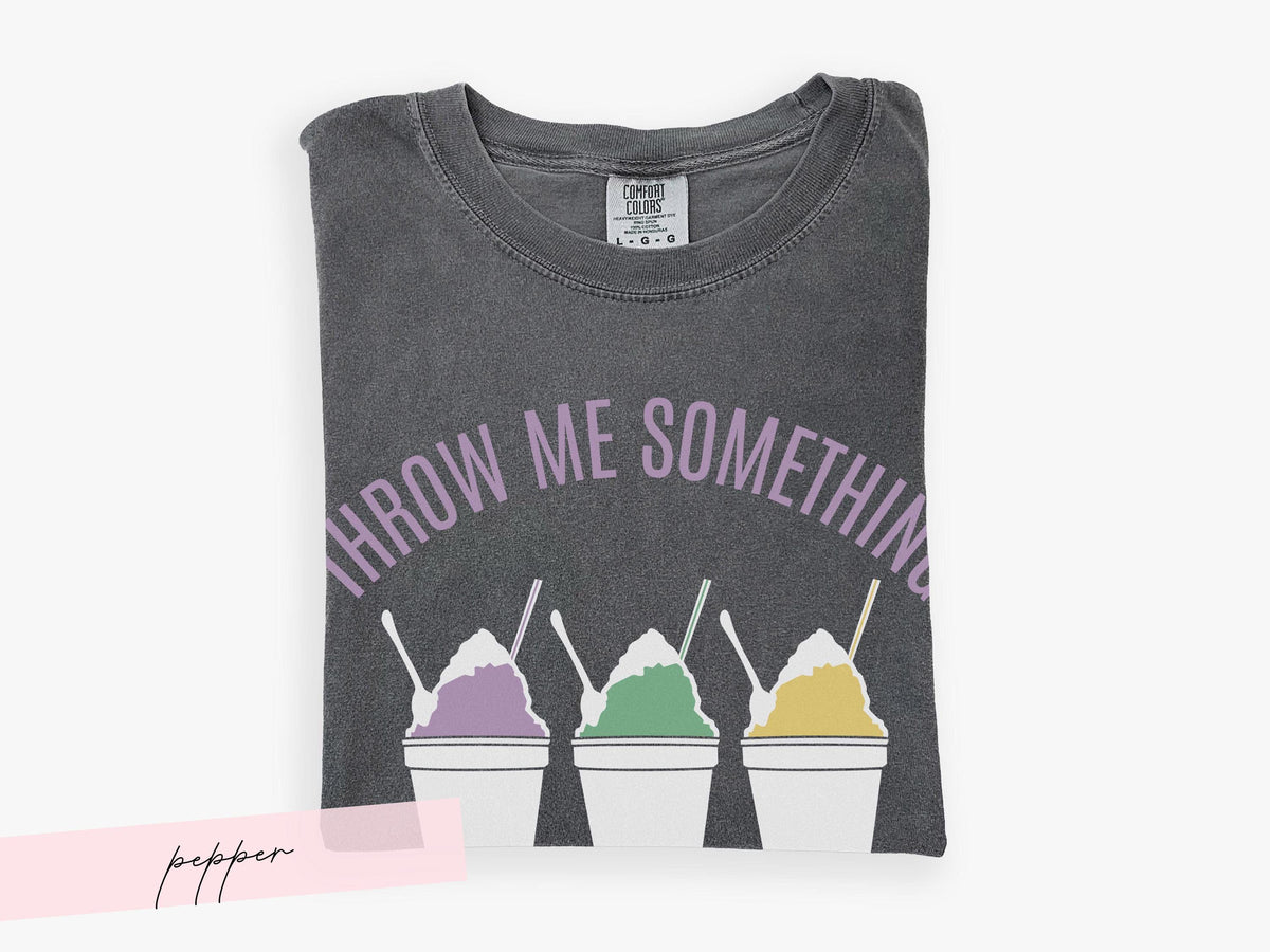 Mardi Gras Snowball Shirt Throw Me Something Cold Mister Comfort Colors Parade Graphic Tee Women Carnival Outfit Gift Vintage Style Unisex - Charles Alex