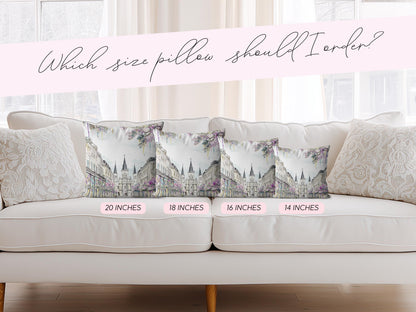 New Orleans Mardi Gras Pillow Beads Jackson Square St Louis Cathedral Illustration Floral French Quarter Decor Spring Sofa Accent Cushion - Charles Alex