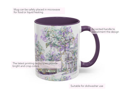 Mardi Gras Coffee Cup New Orleans Streetcar Mug St Charles Avenue Houses Ceramic Gift NOLA Sketch Art Present 11oz 15oz Dishwasher Safe - Charles Alex