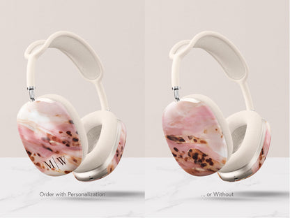 Pink Tortoise Shell AirPods Max Covers Personalized Initial Monogram Headphone Protective Case Feminine Aesthetic Accessory Gift For Her - Charles Alex