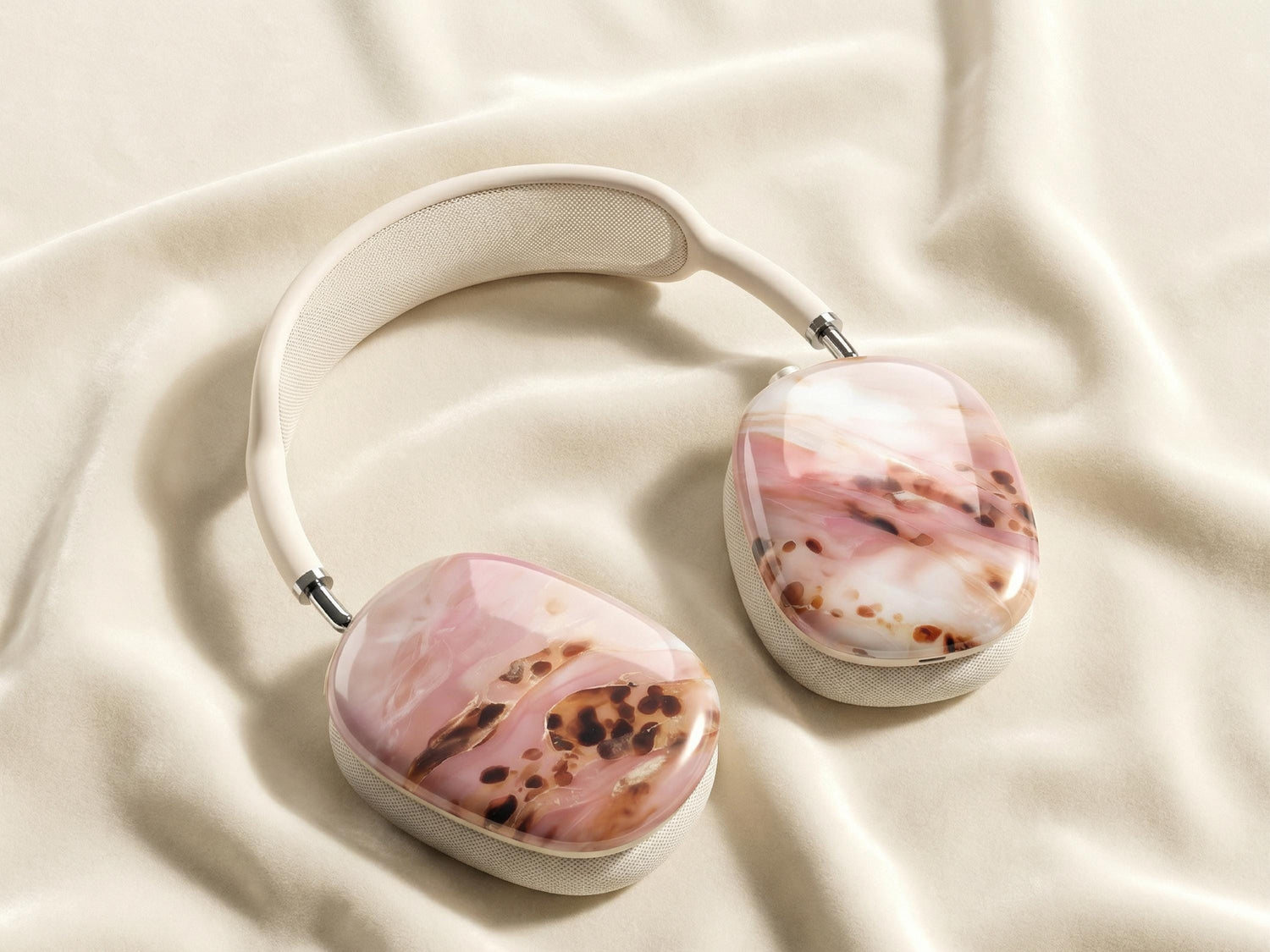 Pink Tortoise Shell AirPods Max Covers Personalized Initial Monogram Headphone Protective Case Feminine Aesthetic Accessory Gift For Her - Charles Alex