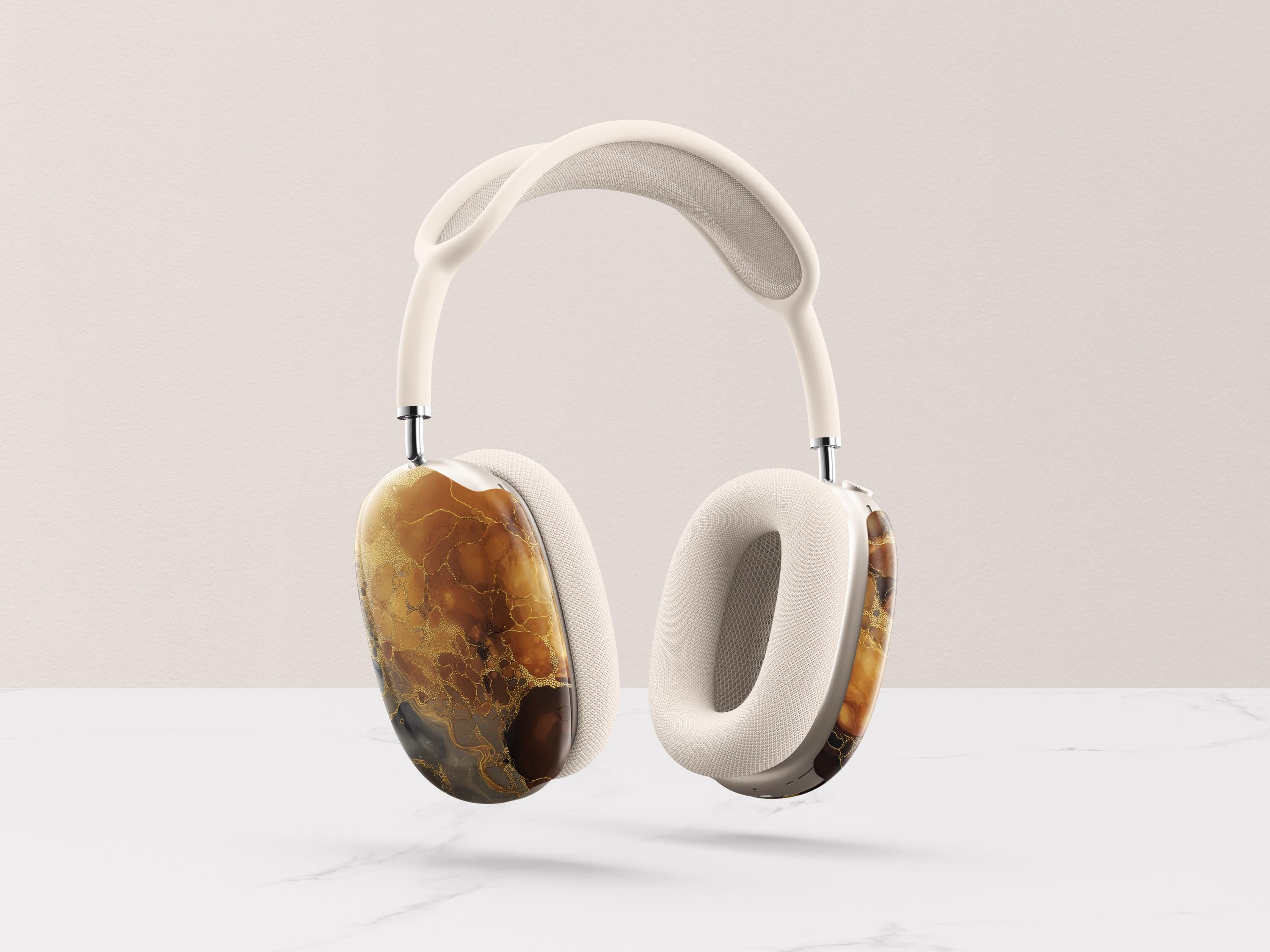 Custom Headphone Cover Tortoiseshell AirPod Max Case Personalized Gift for Guy Black Marble Design Style Accessory Classic Present for Him